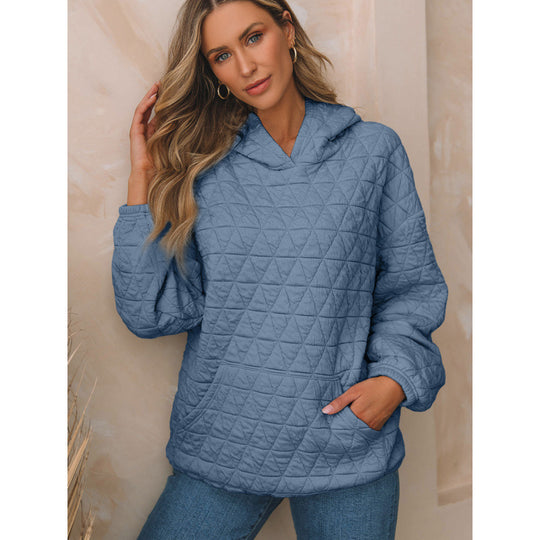 Damen gesteppter Kapuzenpullover mit praktischen Taschen EB