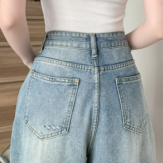 Damen Weite Bootcut-Jeans mit modischem Destroyed-Effekt EB