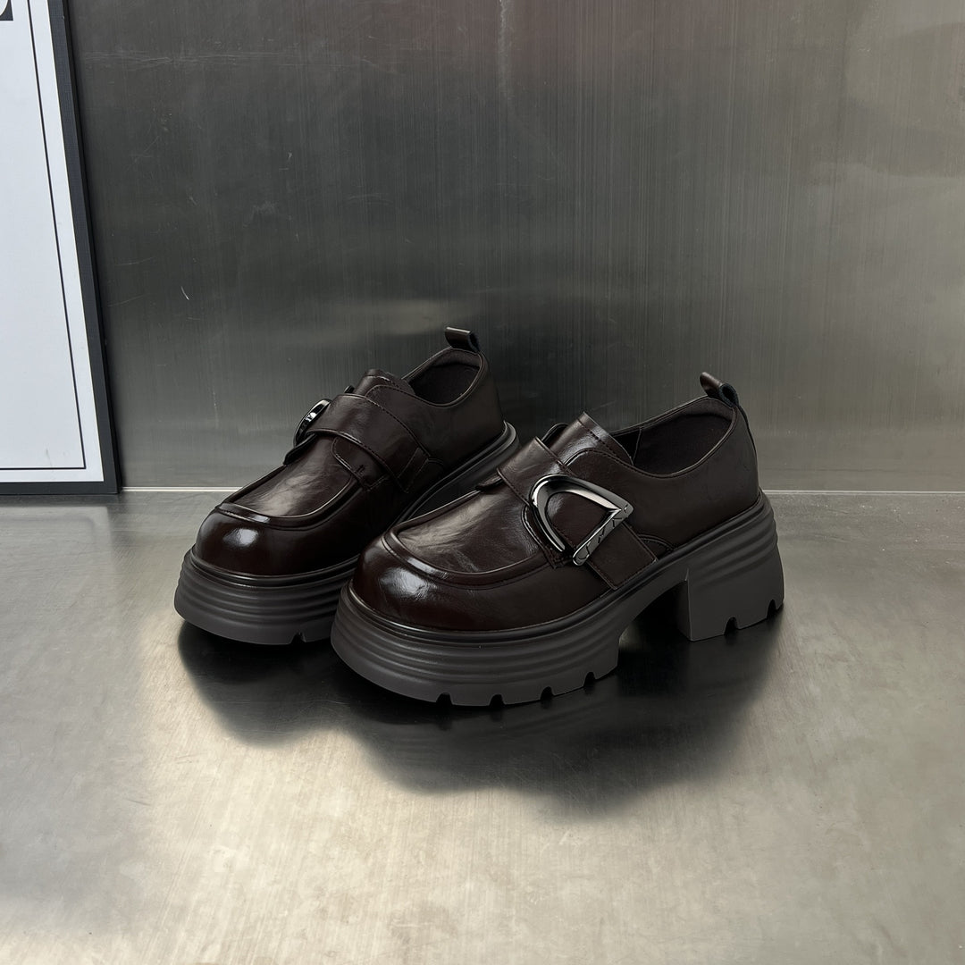 Damen Chunky Loafers mit dekorativem Schnallenverschluss EB