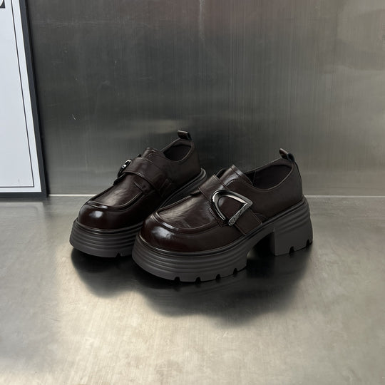Damen Chunky Loafers mit dekorativem Schnallenverschluss EB