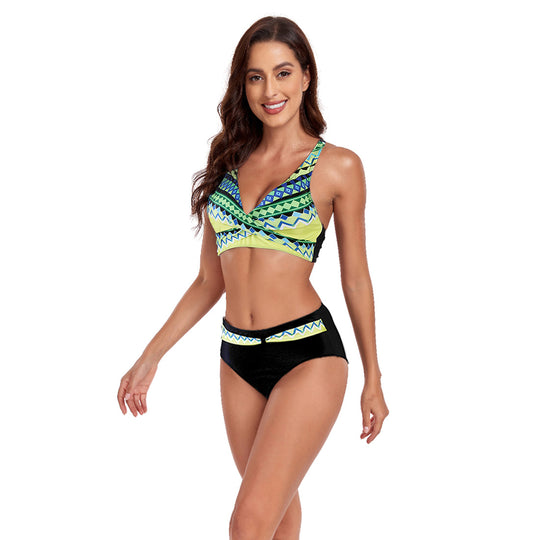 Damen Sportliches Bikini-Set mit trendigem Schnitt und modernem Grafikdesign EB