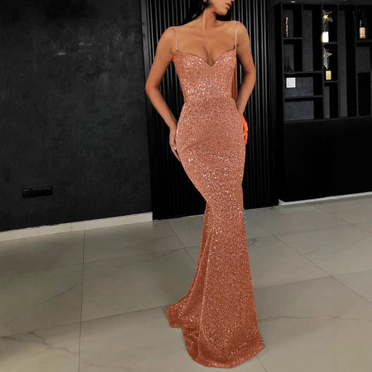 Damen Funkelndes Abendkleid im Sleek-Design EB