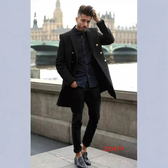 Herren eleganter Doppelreihiger Mantel EB