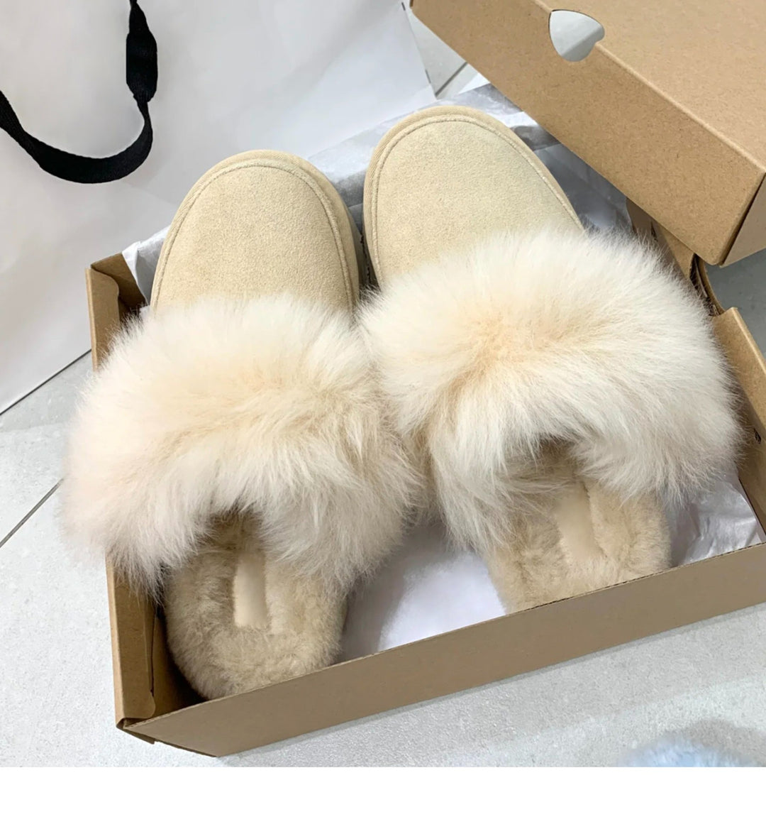 Damen Flauschige Hausschuhe mit elegantem Fleece und rutschfester Sohle EB