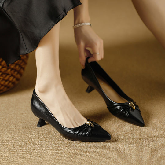 Damen elegante spitze Pumps mit dekorativer Schleife EB