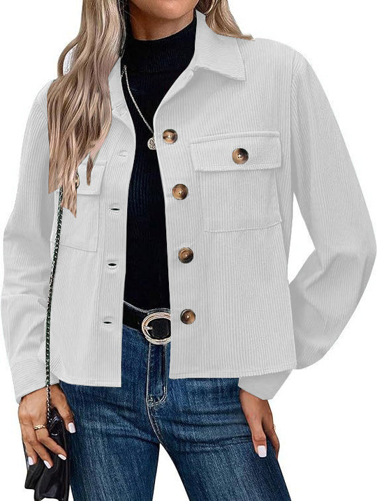 Damen Cordjacke mit zwei Brusttaschen EB