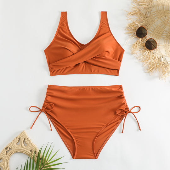 Damen Bikini-Set mit schickem Wickeloberteil und hoch taillierten Höschen EB