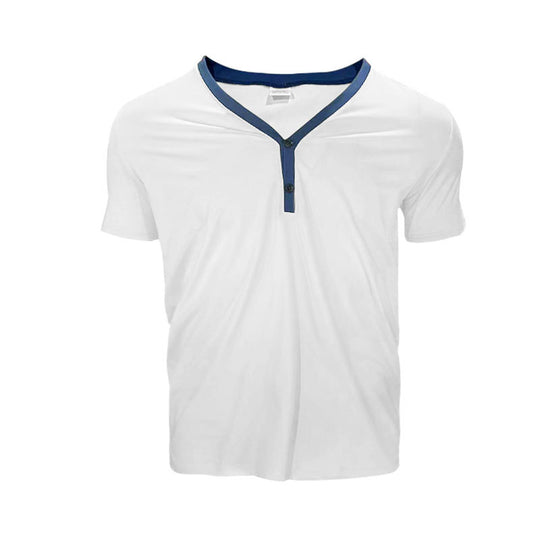 Herren Kurzarmshirt mit modernem V-Ausschnitt und Knopfleiste EB