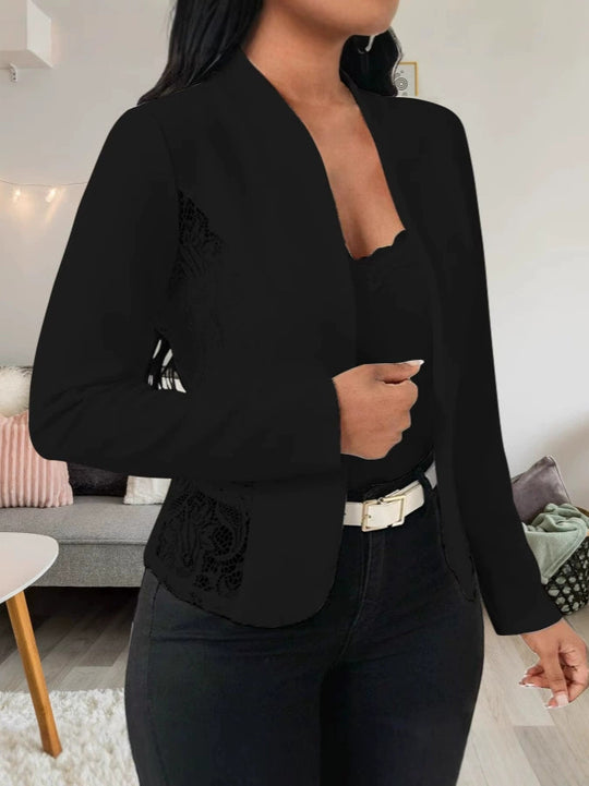 Damen elegante Blazerjacke mit Spitze und modernem Schnitt EB