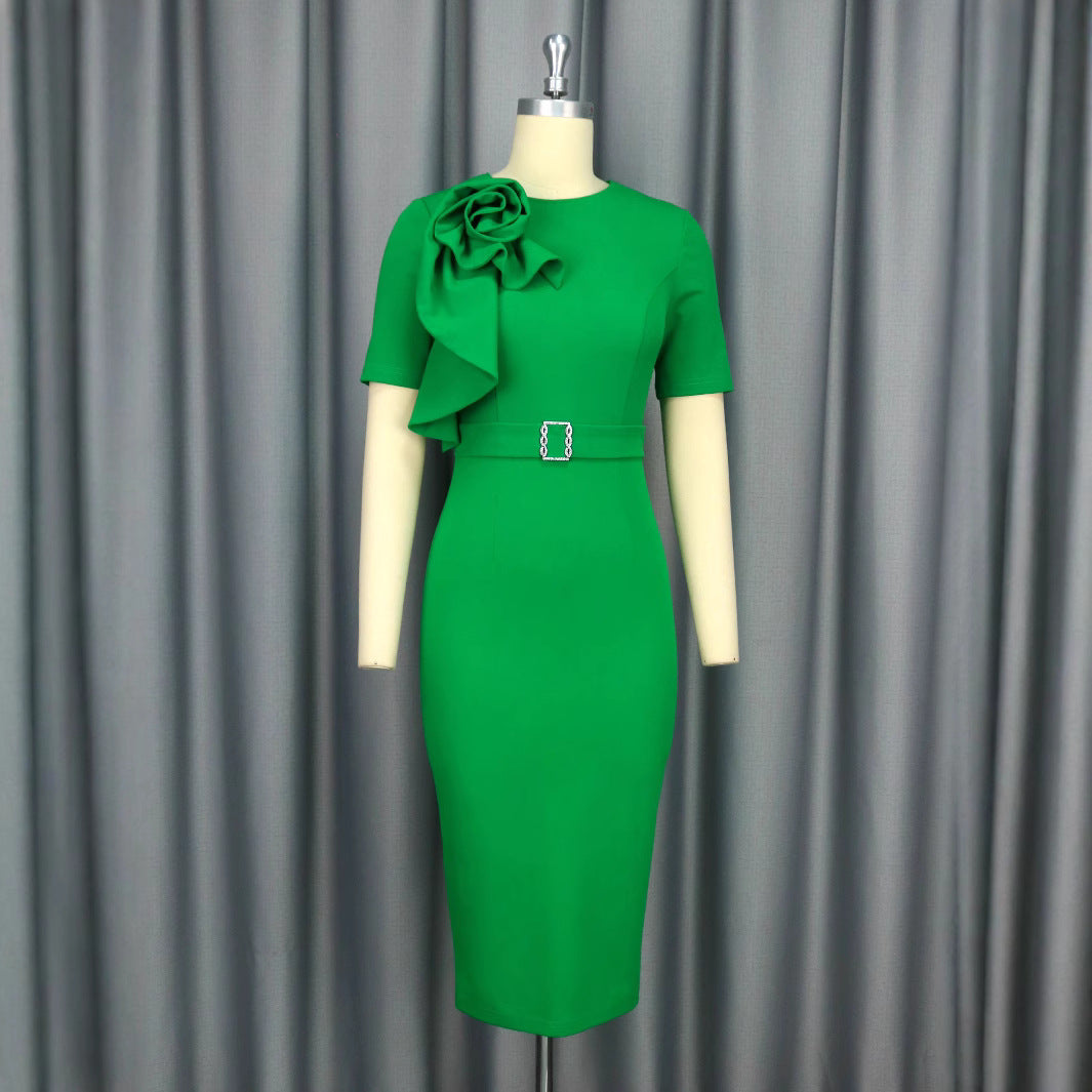 Damen figurbetontes Kleid mit hoppelndem Blüten-Design EB