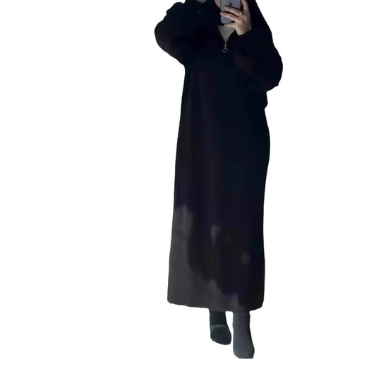 Damen Kapuzenkleid mit Reißverschluss und lässigem Schnitt EB