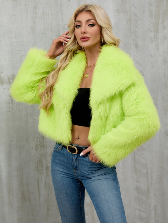 Damen Modische Kunstpelzjacke mit weitem Schnitt EB