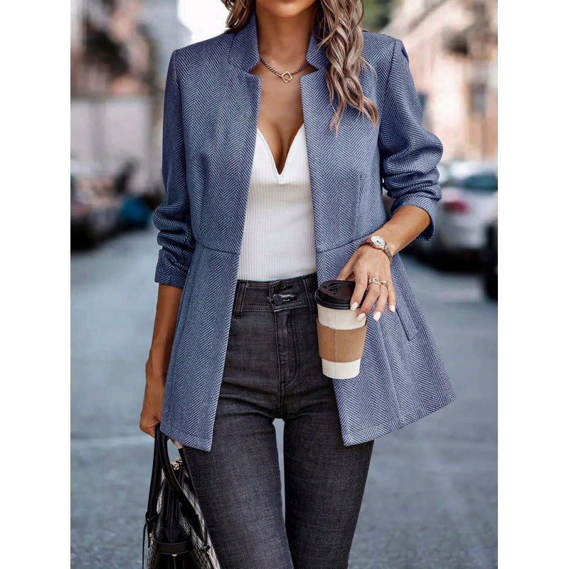 Damen modischer gesteppter Blazer mit lässigem Schnitt und eleganter Kragenform EB