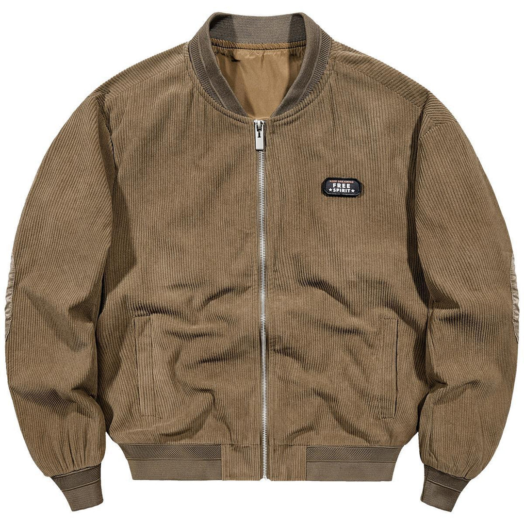 Herren Cord-Blouson im Bomberstil mit Rippenstruktur und Badge-Detail EB