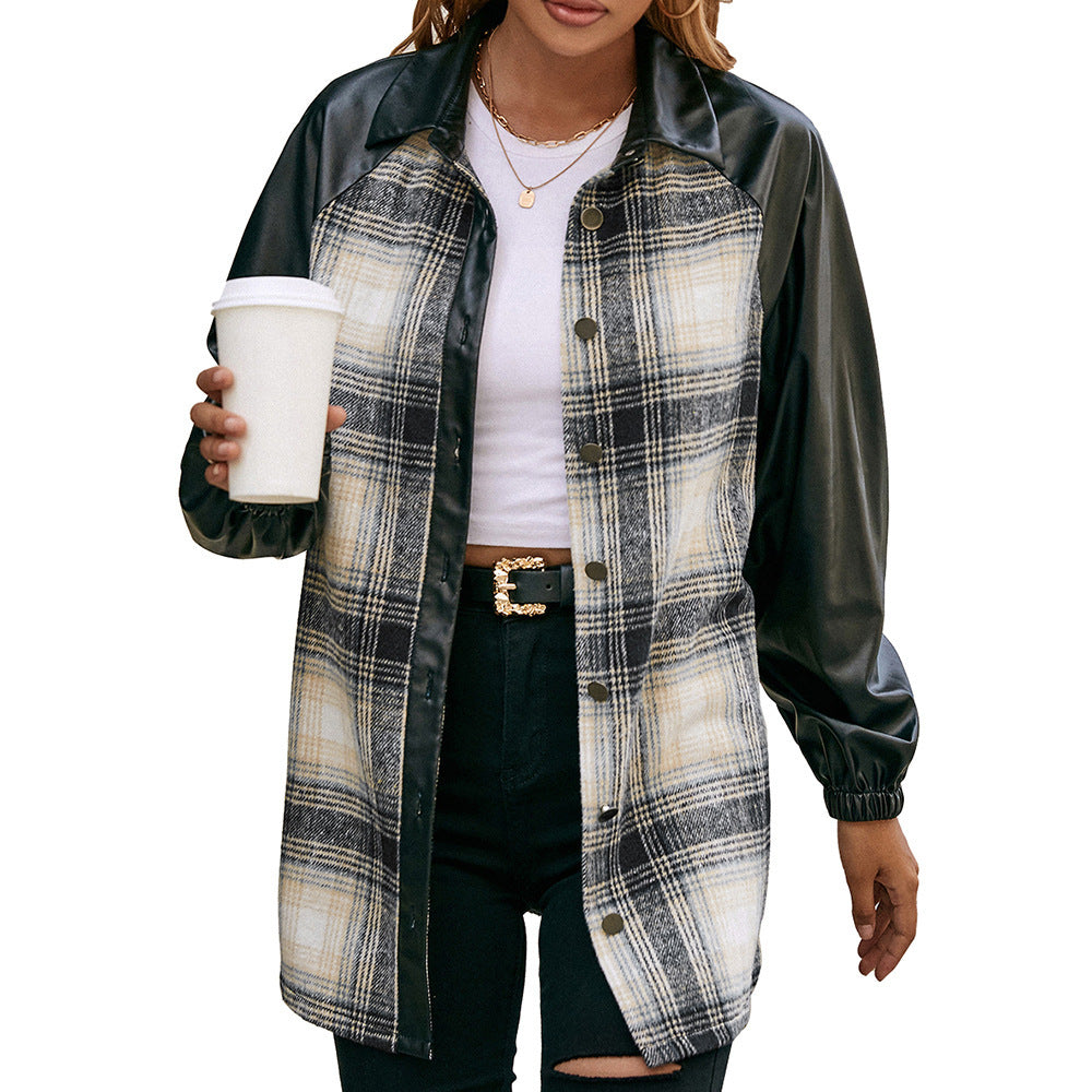 Damen modische Karomuster Jacke mit ärmeln EB