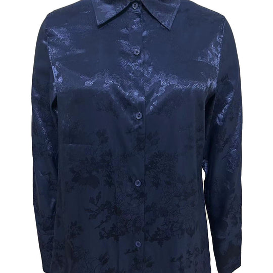 Damen Elegante satiniert Bluse mit floralen Muster EB
