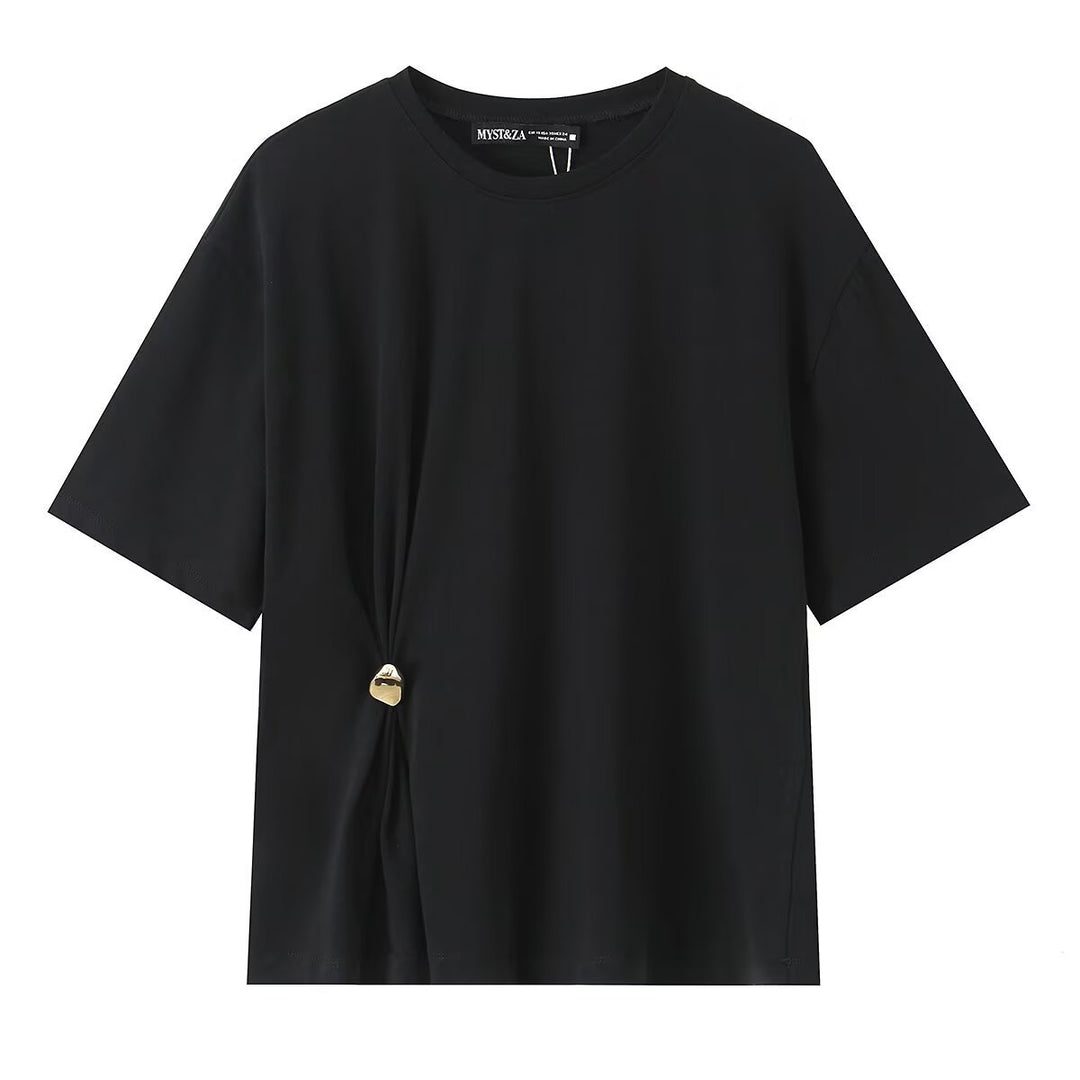 Damen lässiges T-Shirt mit elegantem Knotendetail EB