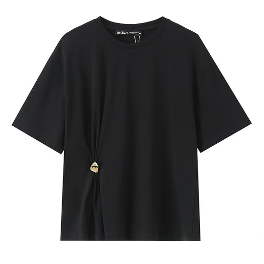 Damen lässiges T-Shirt mit elegantem Knotendetail EB