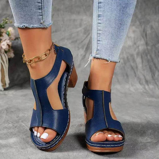 Damen Offene Blockabsatzsandalen mit seitlicher Schnalle EB