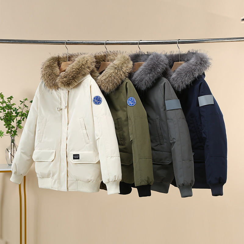 Damen Winterjacke mit abnehmbarem Kunstfellkragen und großen Taschen EB