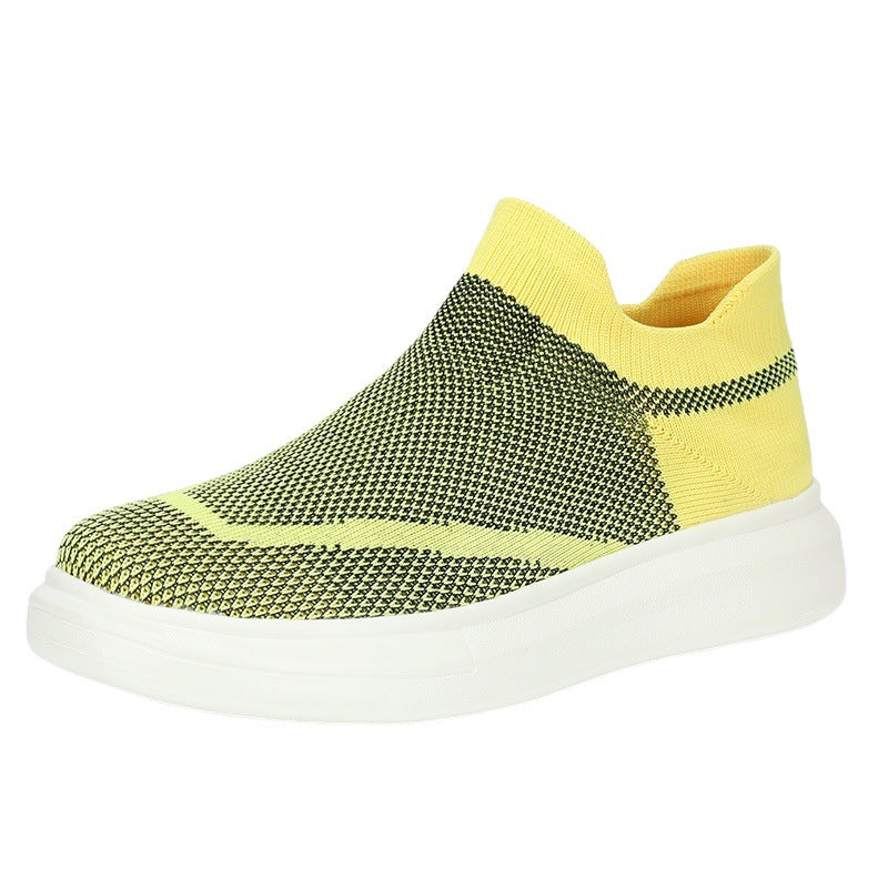 Damen Atmungsaktive Slip-On Sneakers mit elastischem Strickdesign EB