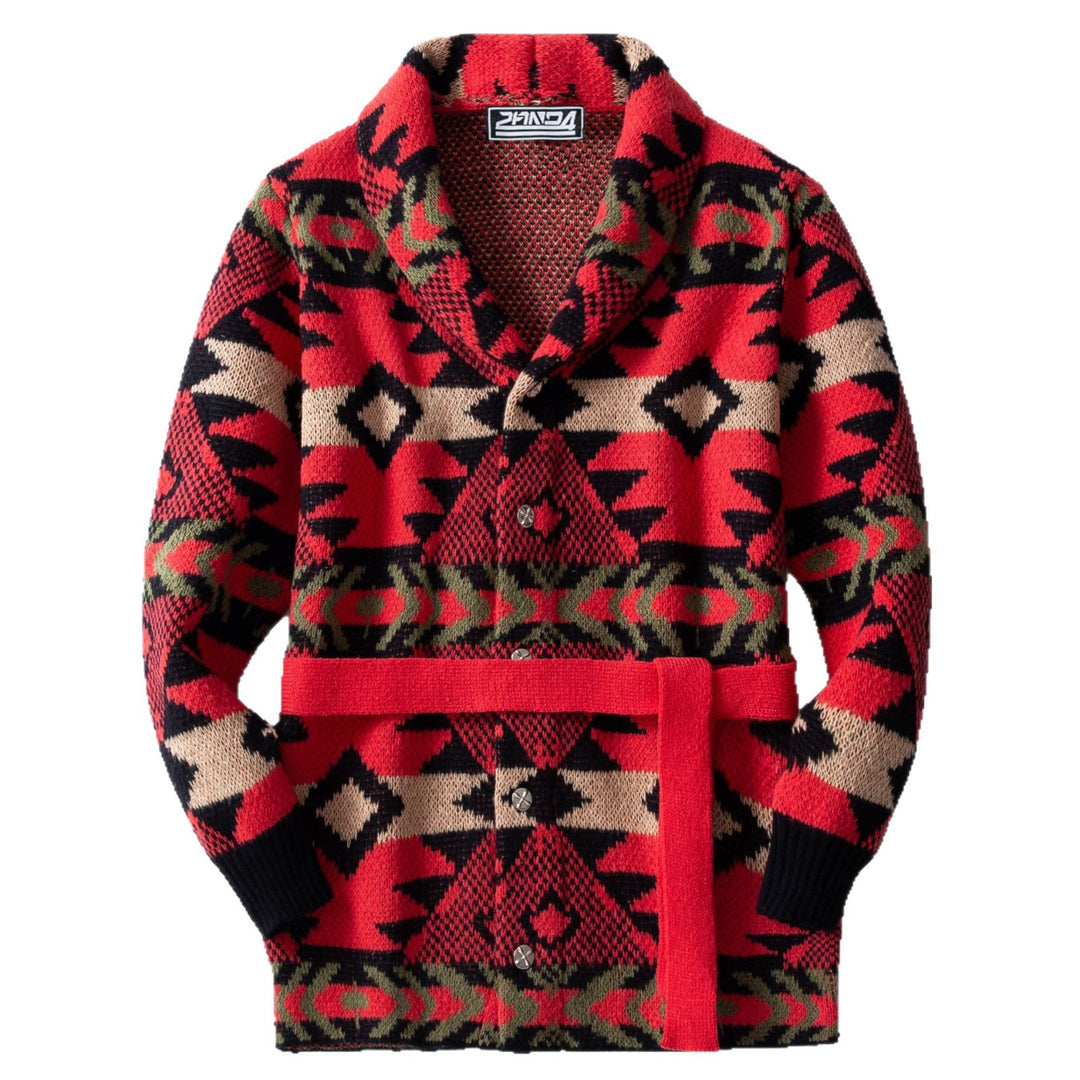 Damen Strickjacke mit gemustertem Design und breitem Schalkragen EB