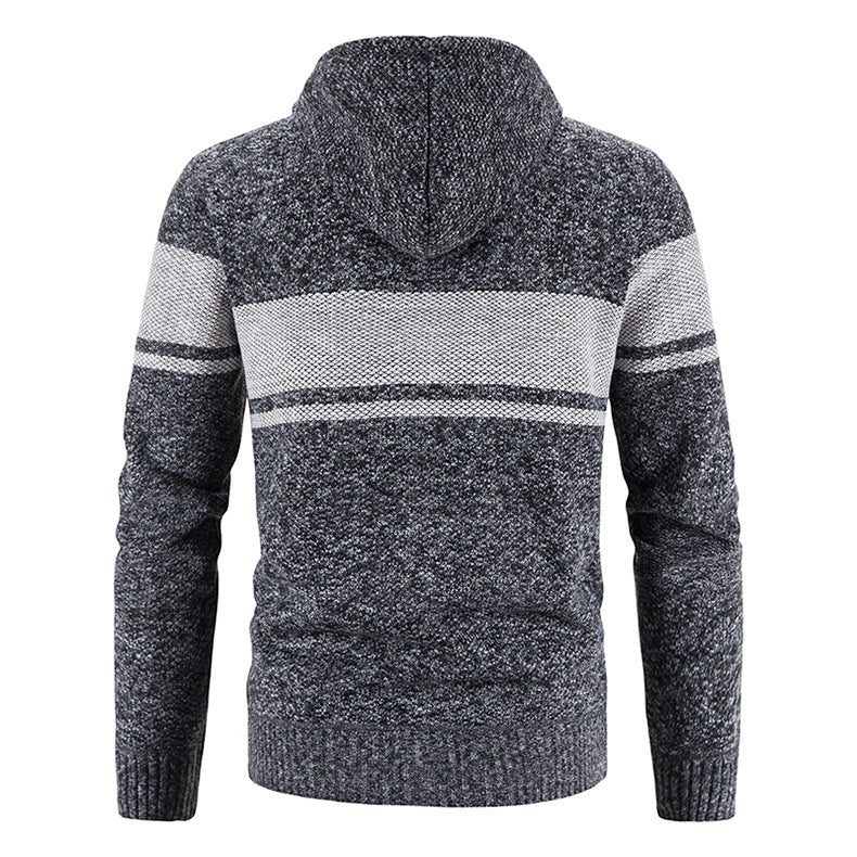 Herren Strickjacke mit Kapuze und strukturiertem Design EB