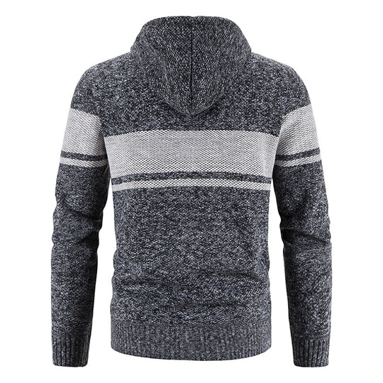 Herren Strickjacke mit Kapuze und strukturiertem Design EB