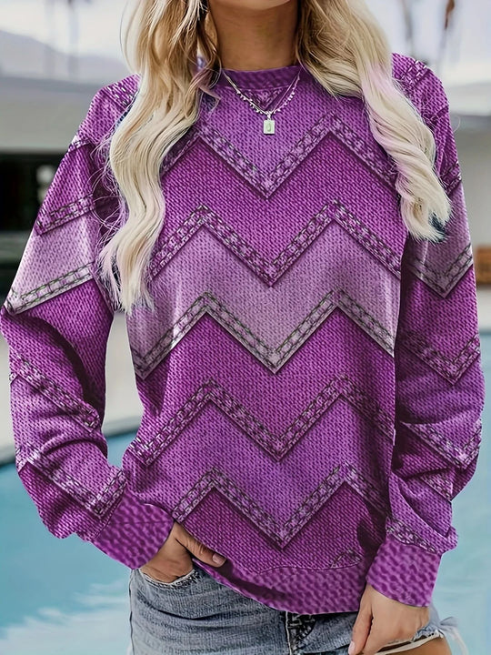 Damen Sweatshirt mit markantem Denim-Zickzack-Muster EB