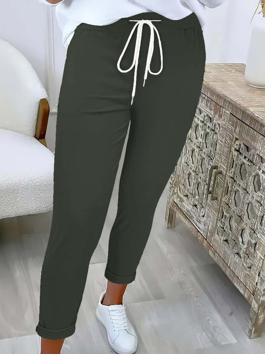 Damen nan taillierte Freizeithose mit Kordelzug und Umschlagbündchen EB