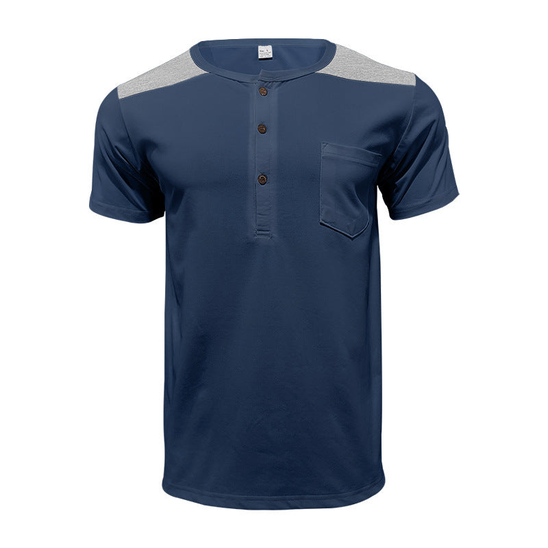 Herren Kurzarm Henley-T-Shirt mit strukturiertem Design und praktischer Brusttasche EB