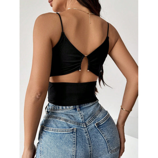 Damen Figurbetontes Spaghetti-Top mit leichtem Stretch EB