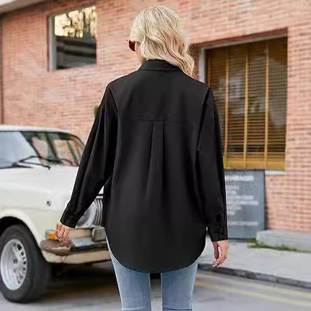 Damen Lockeres Hemd mit geknöpfter Front und Elegantem Schnitt EB