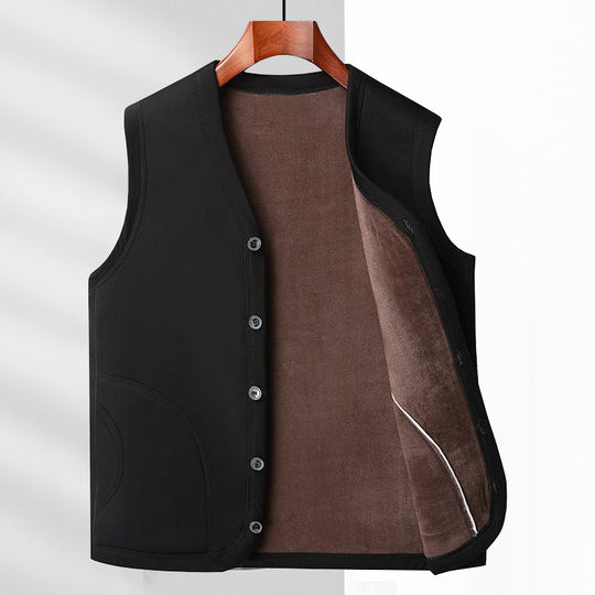 Herren Wattierte Thermo-Weste mit kuscheligem Fleece-Innenfutter und Knopfleiste EB