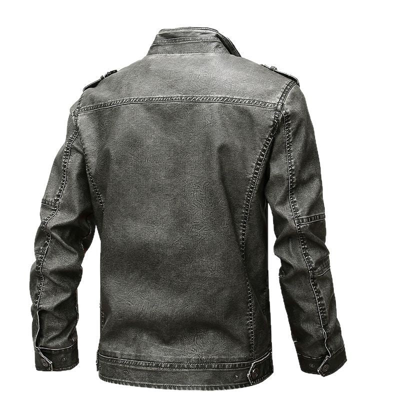 Herren robuste Kunstlederjacke im Military-Stil EB