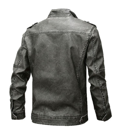Herren robuste Kunstlederjacke im Military-Stil EB