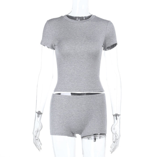 Damen Set aus figurbetontem T-Shirt und Shorts EB