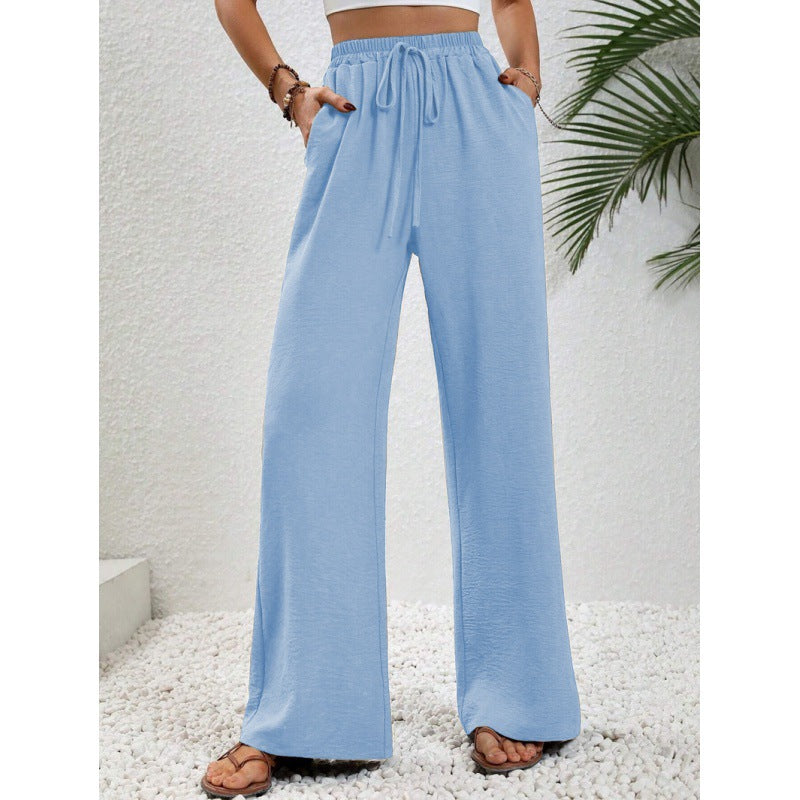 Damen luftige Paltz-Hose mit elastischem Bund und praktischen Taschen EB