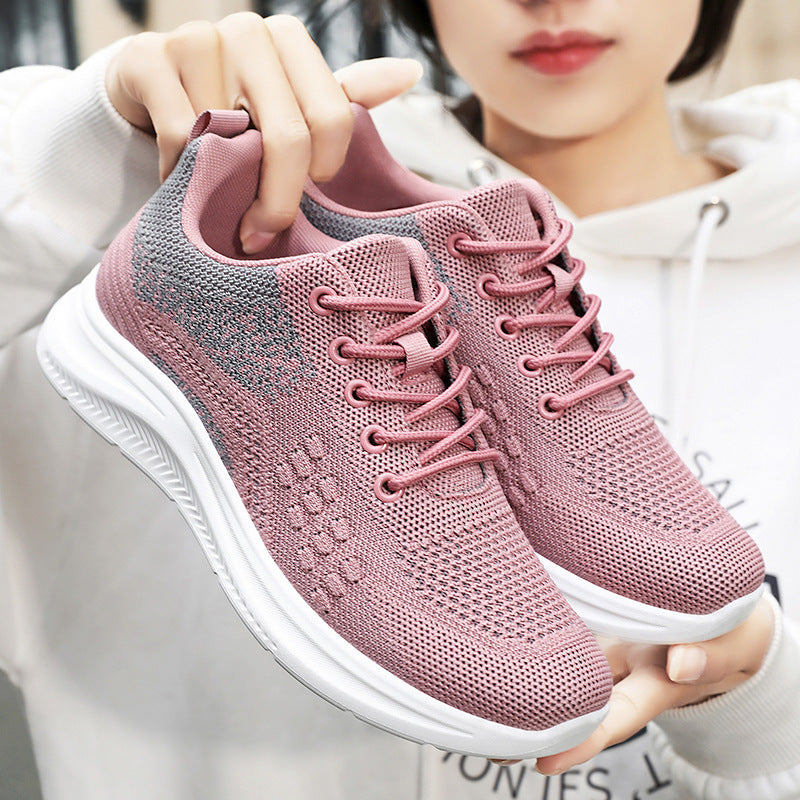 Damen nan atmungsaktive Strick-Walking-Sneaker mit sockenähnlichem Schaft, gepolsterter Fersenstütze und flexibler Leichtlaufsohle EB