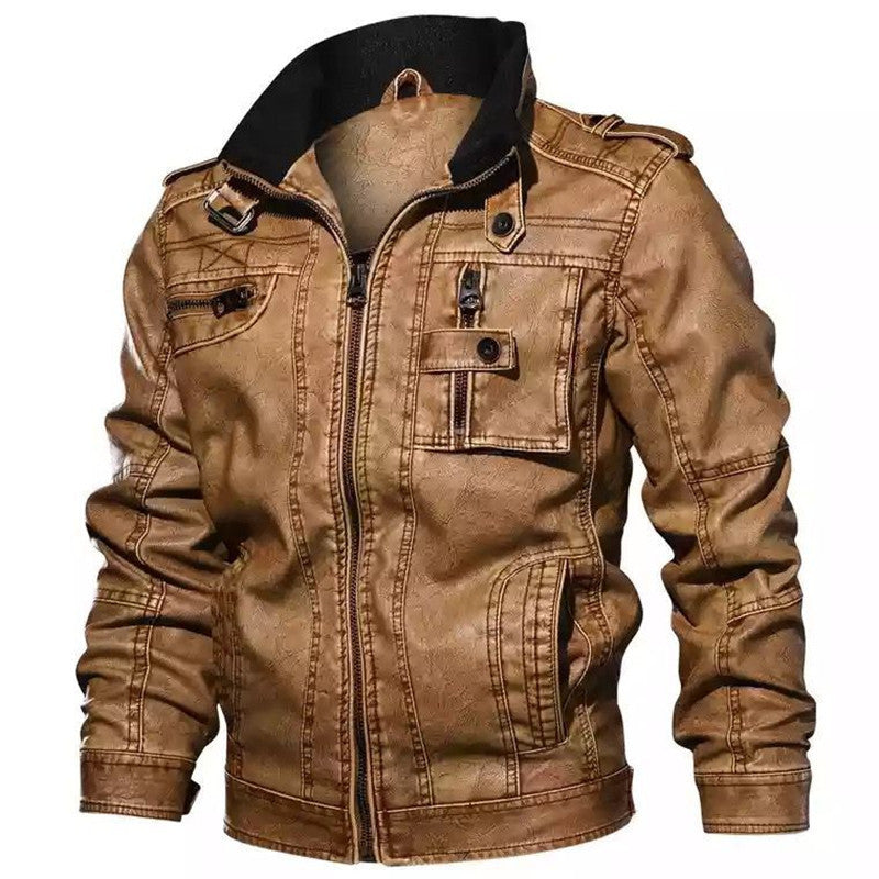 Herren robuste Kunstlederjacke im Military-Stil EB