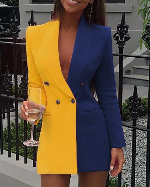 Damen Blazer-Kleid im modernen Zwei-Ton-Stil EB