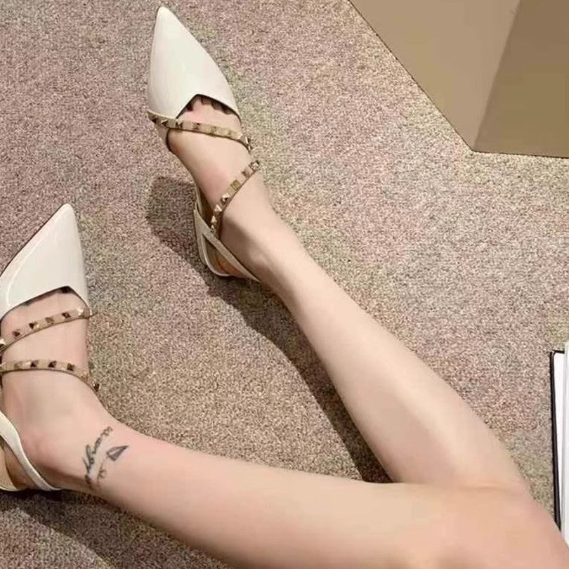 Damen elegante Slingback Ballerinas mit zarten Riemchen EB