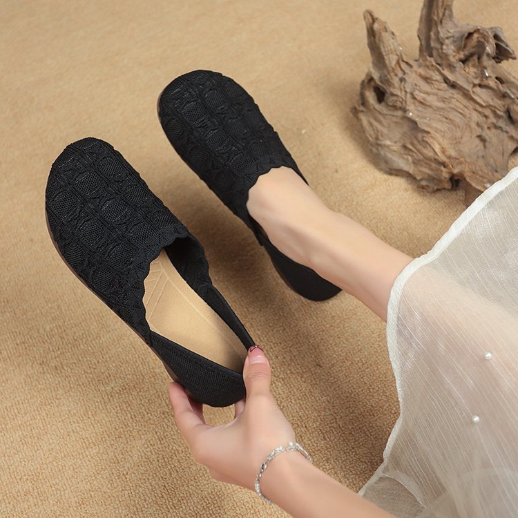 Damen Komfortable Ballerinas mit modischem Strickdesign EB