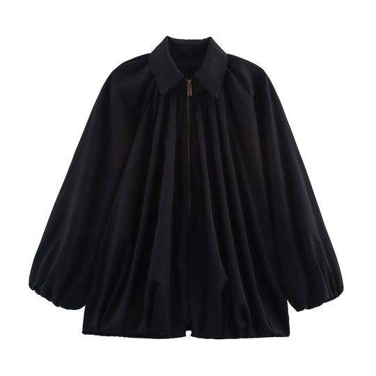 Damen leichtes Oversized-Blusenshirt mit Rüschendesign EB