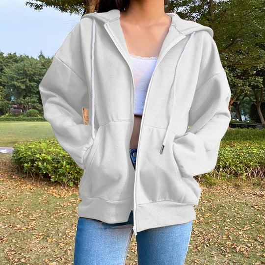 Damen Freizeit Übergroße Zip-Up Hoodie EB