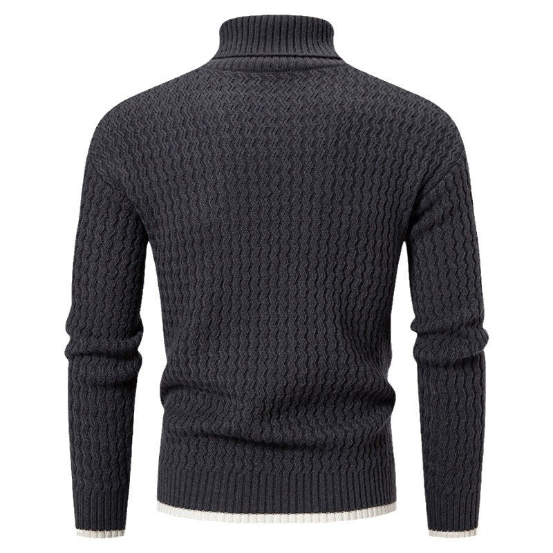 Herren Strickpullover mit hochabschließendem Kragen und strukturiertem Muster EB