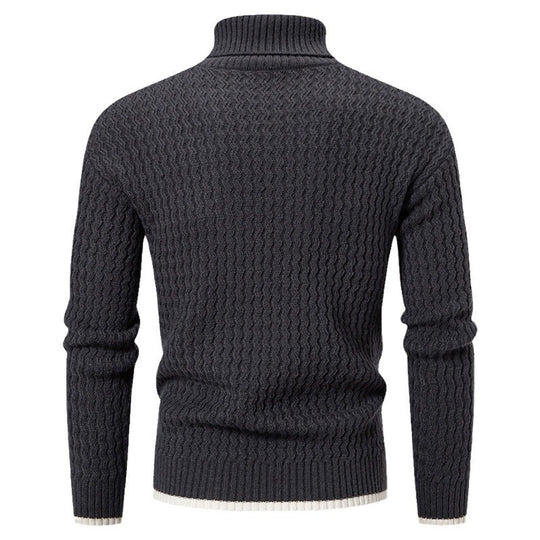 Herren Strickpullover mit hochabschließendem Kragen und strukturiertem Muster EB