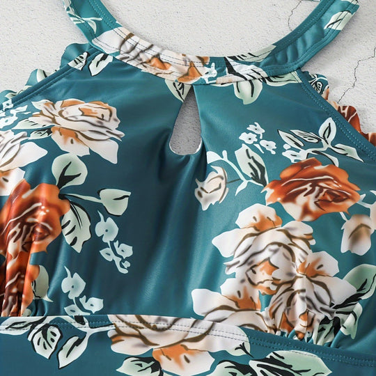Damen Einteiliger Badeanzug mit elegantem Schnitt und floralem Design EB