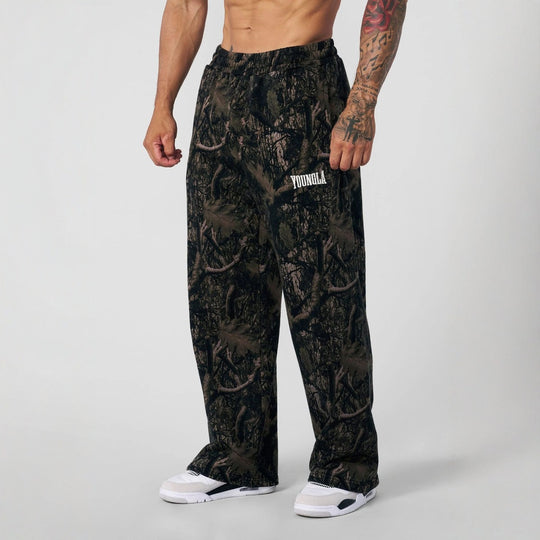 Herren nan weite Camouflage-Jogginghose mit elastischem Komfortbund und Oberschenkel-Logo EB