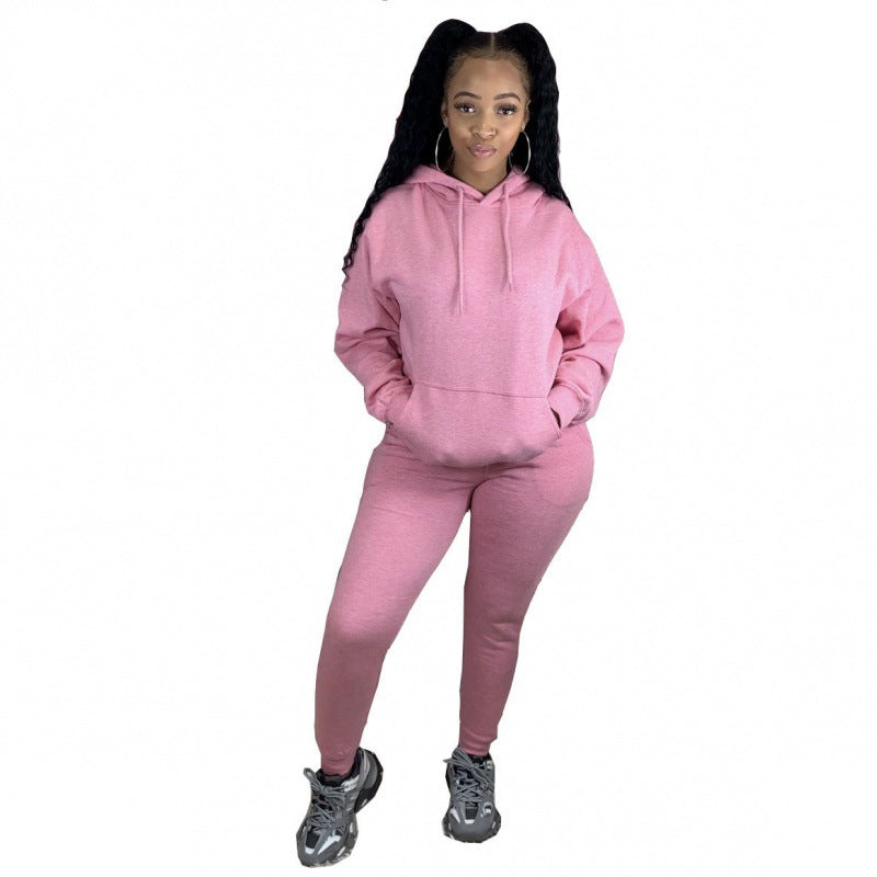 Damen Zweiteiliges Freizeitset mit Oversize Kapuzenpullover und Leggings mit hohem Bund, schmaler Passform EB